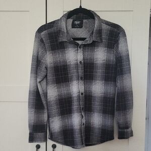 Eighty Eight Brand Black and Gray Plaid Button Down Shirt